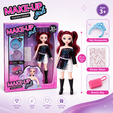 10-Inch Fashion Doll with Makeup Set for Girls 3+ in Kuwait-2