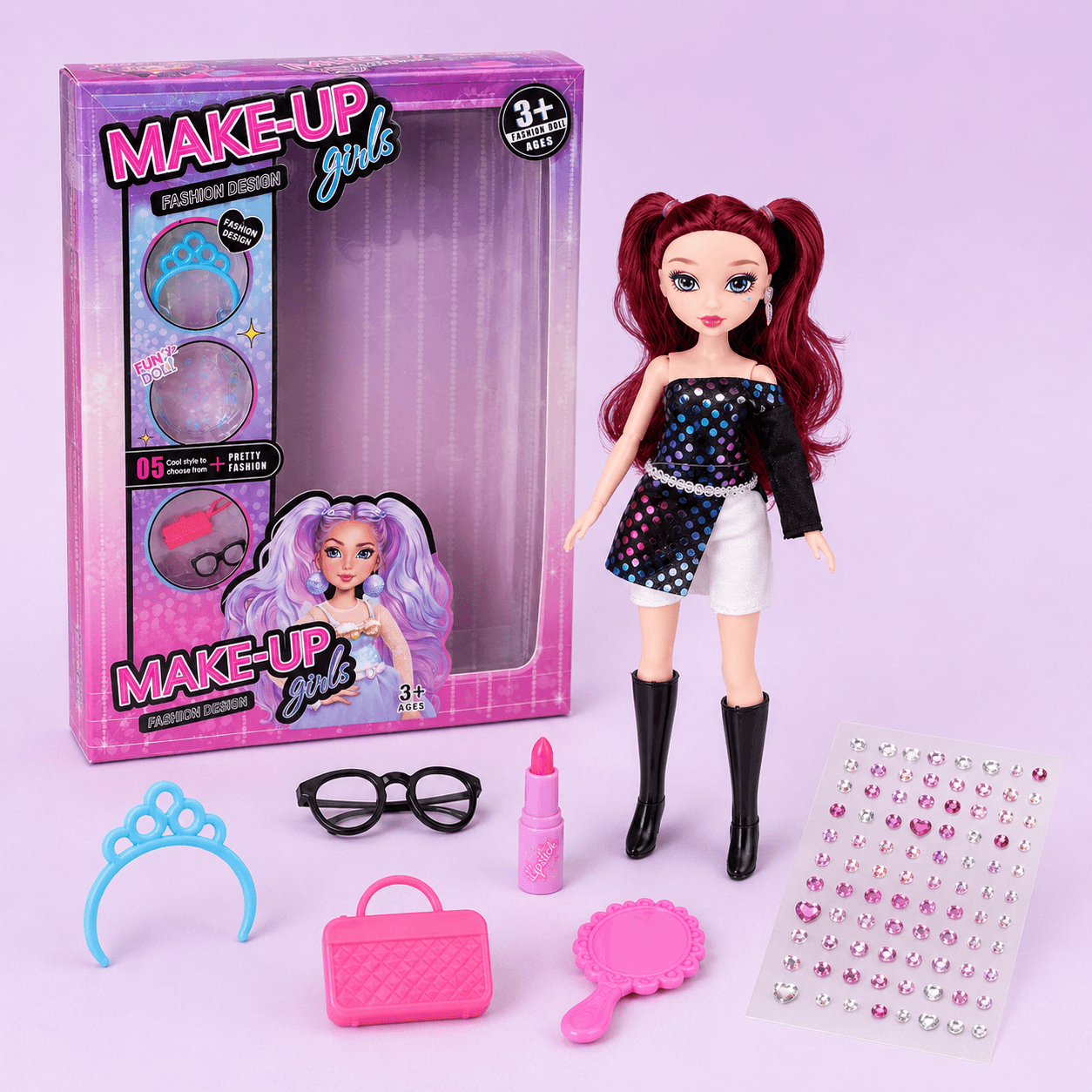 10-Inch Fashion Doll with Makeup Set for Girls 3+ in Kuwait-3
