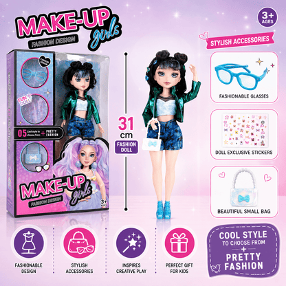 Fashion doll with makeup accessories, view 2
