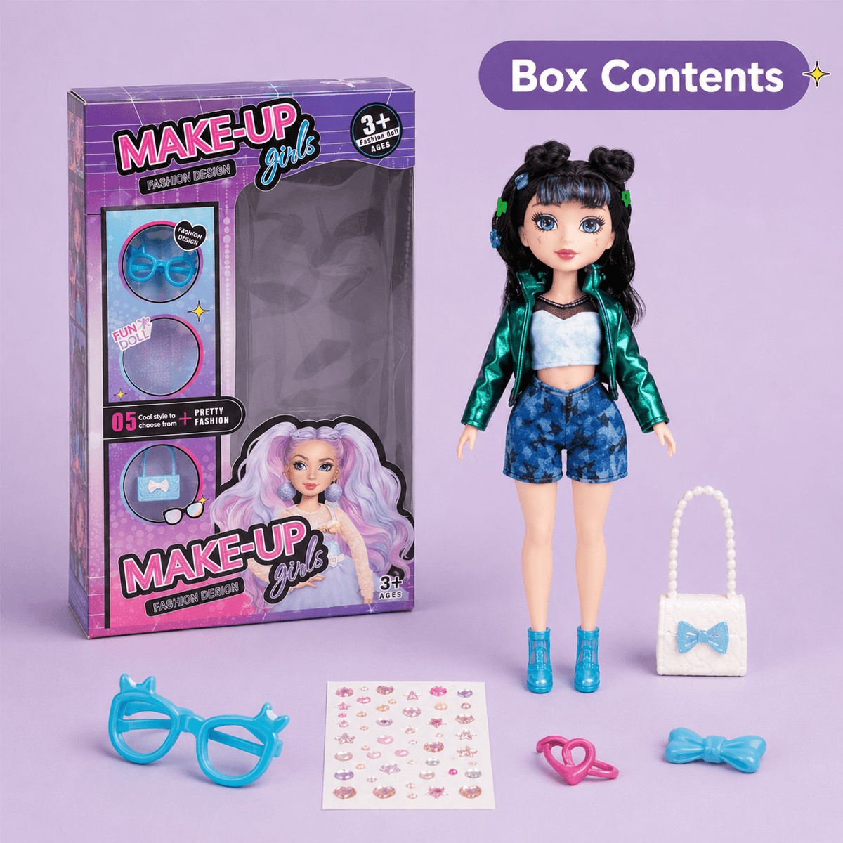 Fashion doll with makeup accessories, view 3