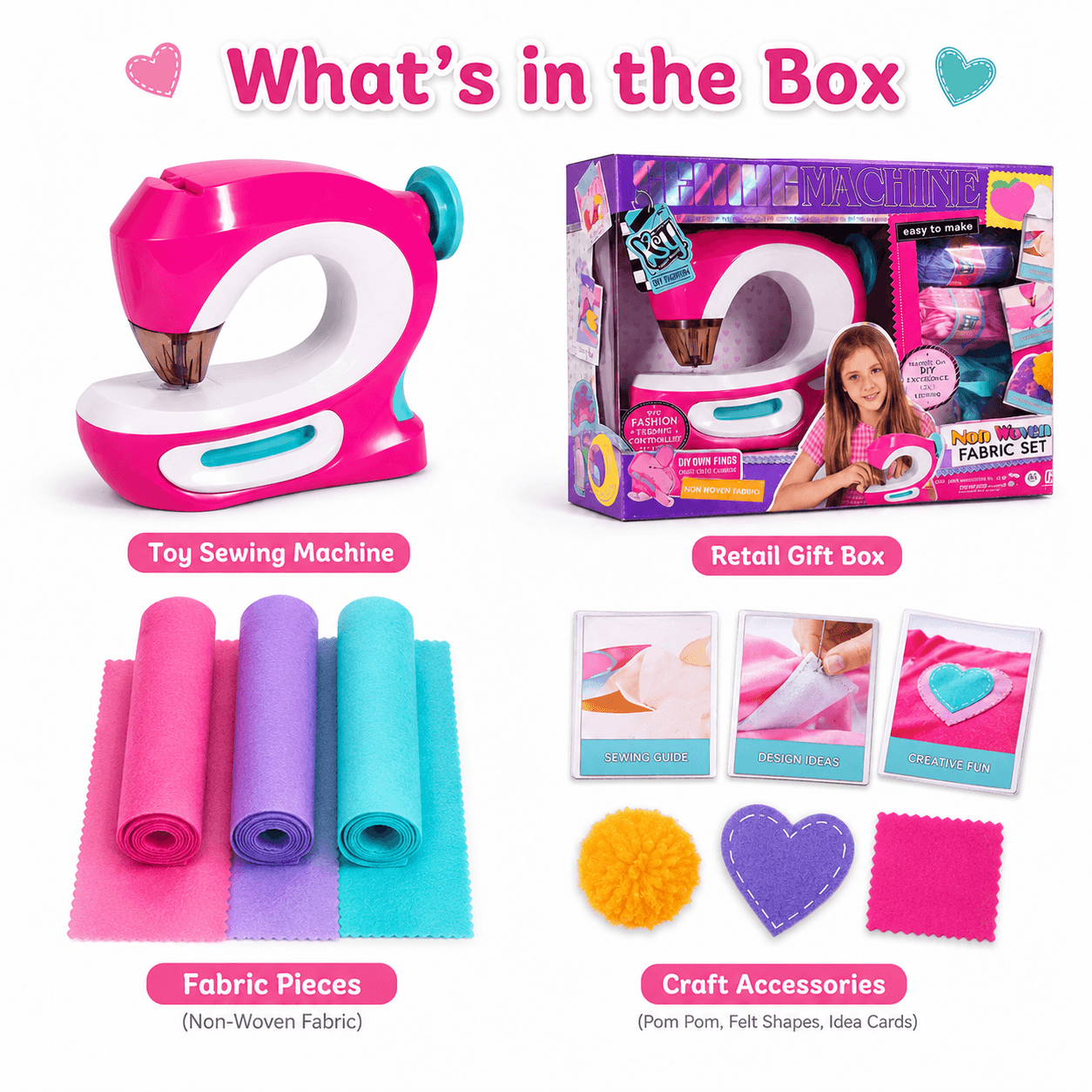 Kids sewing machine kit product packaging