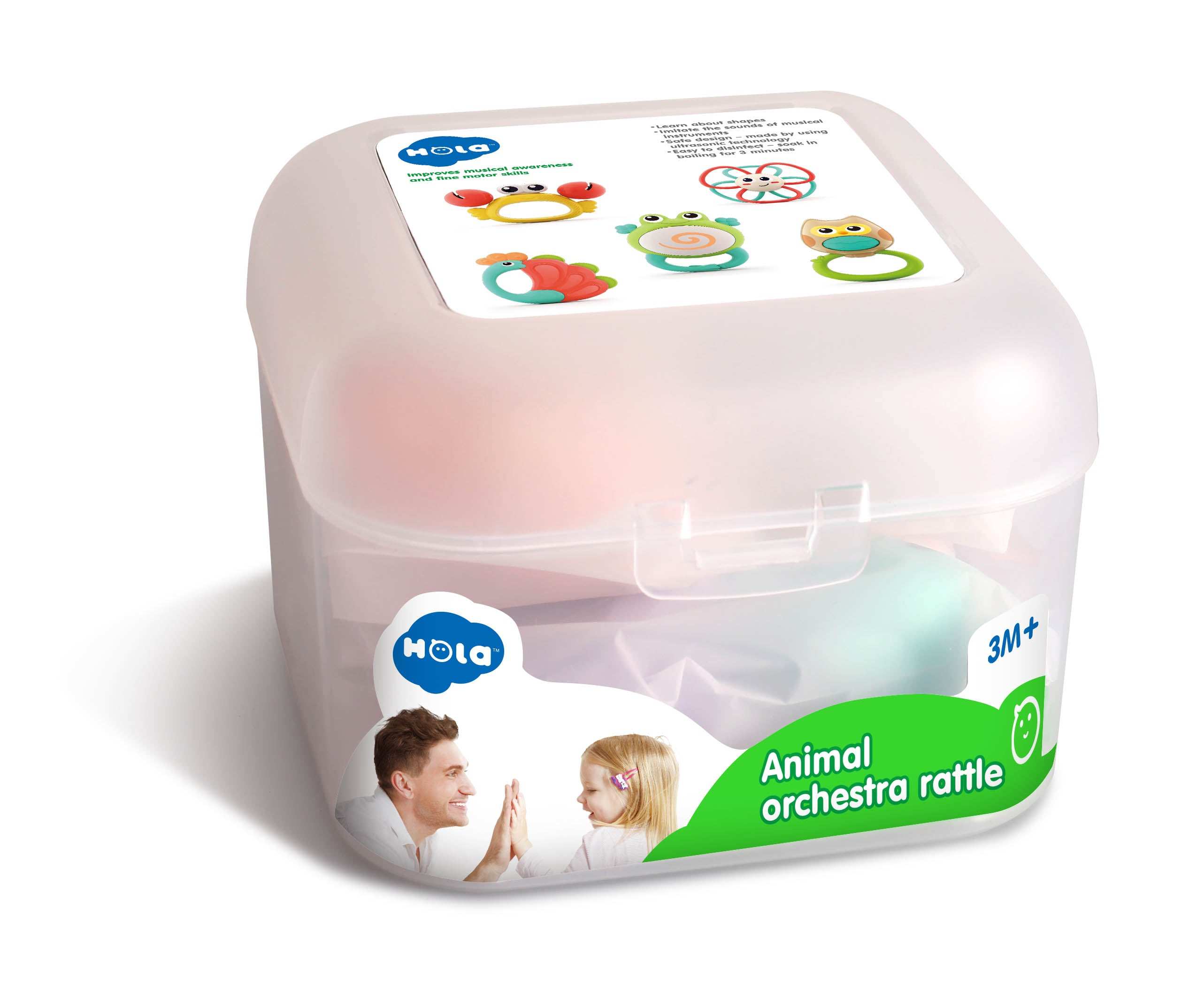 Hola Animal Orchestra Rattle (5 models assorted/5 pcs in box) for kids in Kuwait