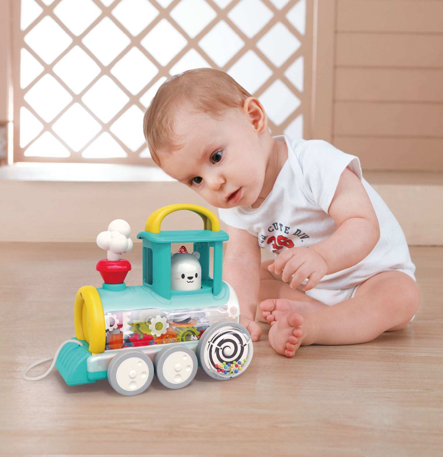 Push Along Train Engine Toy with Lights Learning for Toddlers playtime toy in Kuwait