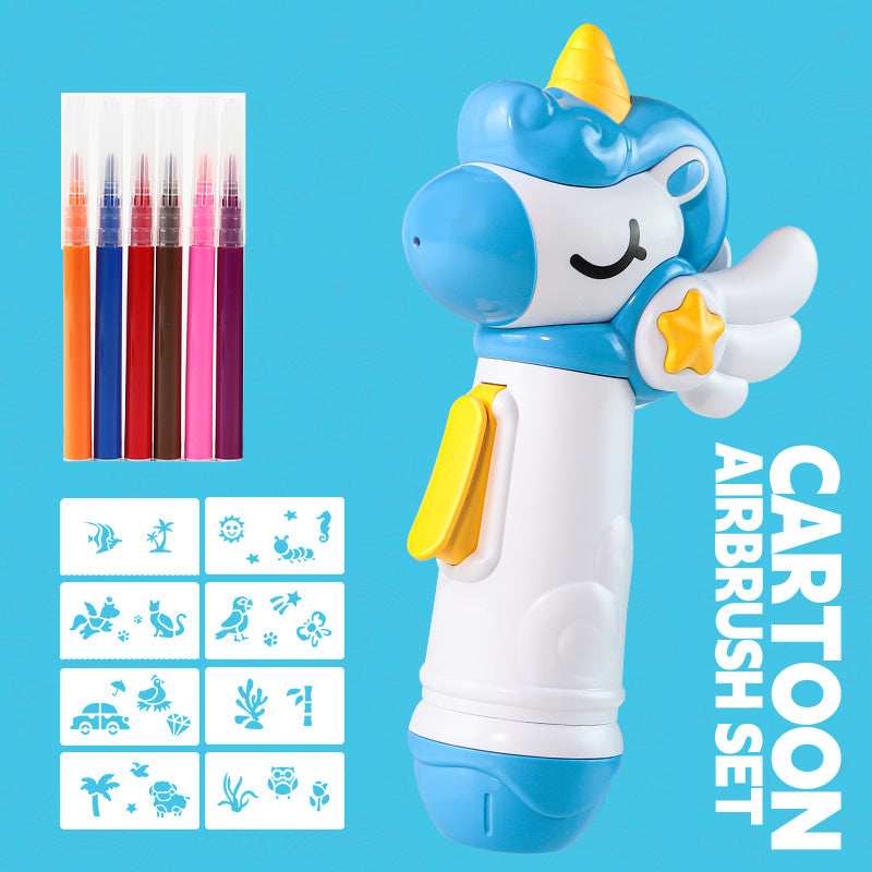 Airbrush Graffiti Kit - DIY Art & Craft Set Blue product details for kids in Kuwait