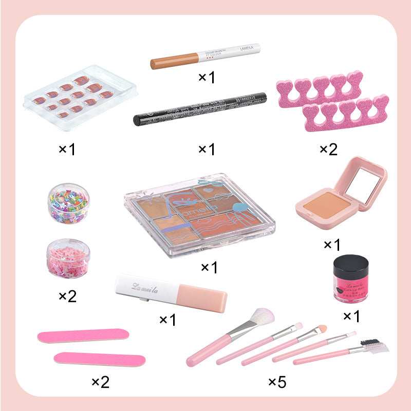 Pretend makeup kit for toddler girls product packaging