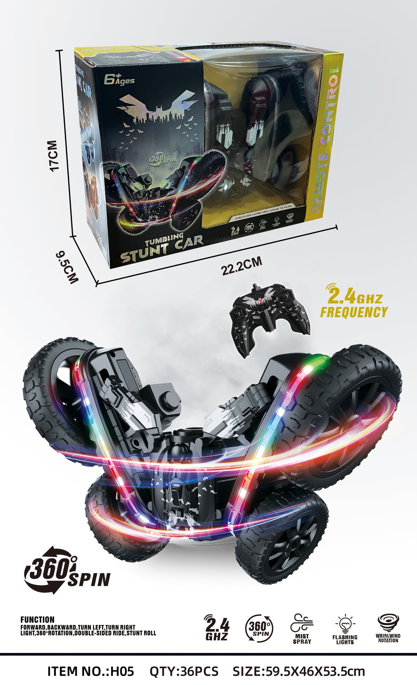 Stunt Car Double Side Car With Lights For Kids