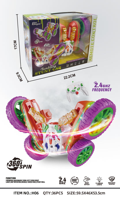 6 Function Remote Control Stunt Car With Light For Kids