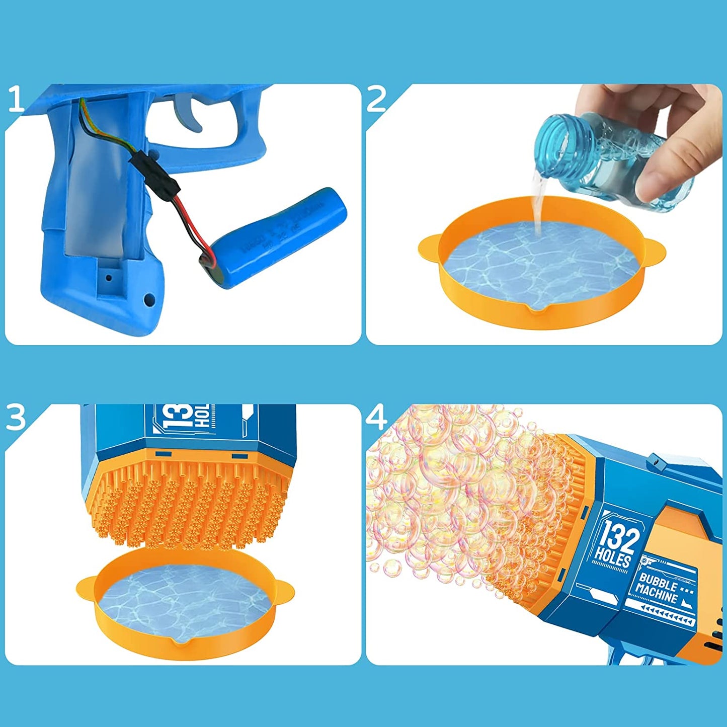 Bazooka Magic Light Bubble Machine 132 Hole - Blue
