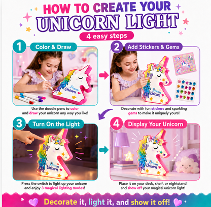 Paint Your Own Unicorn Lamp Kit – DIY Art Craft Toy for Kids