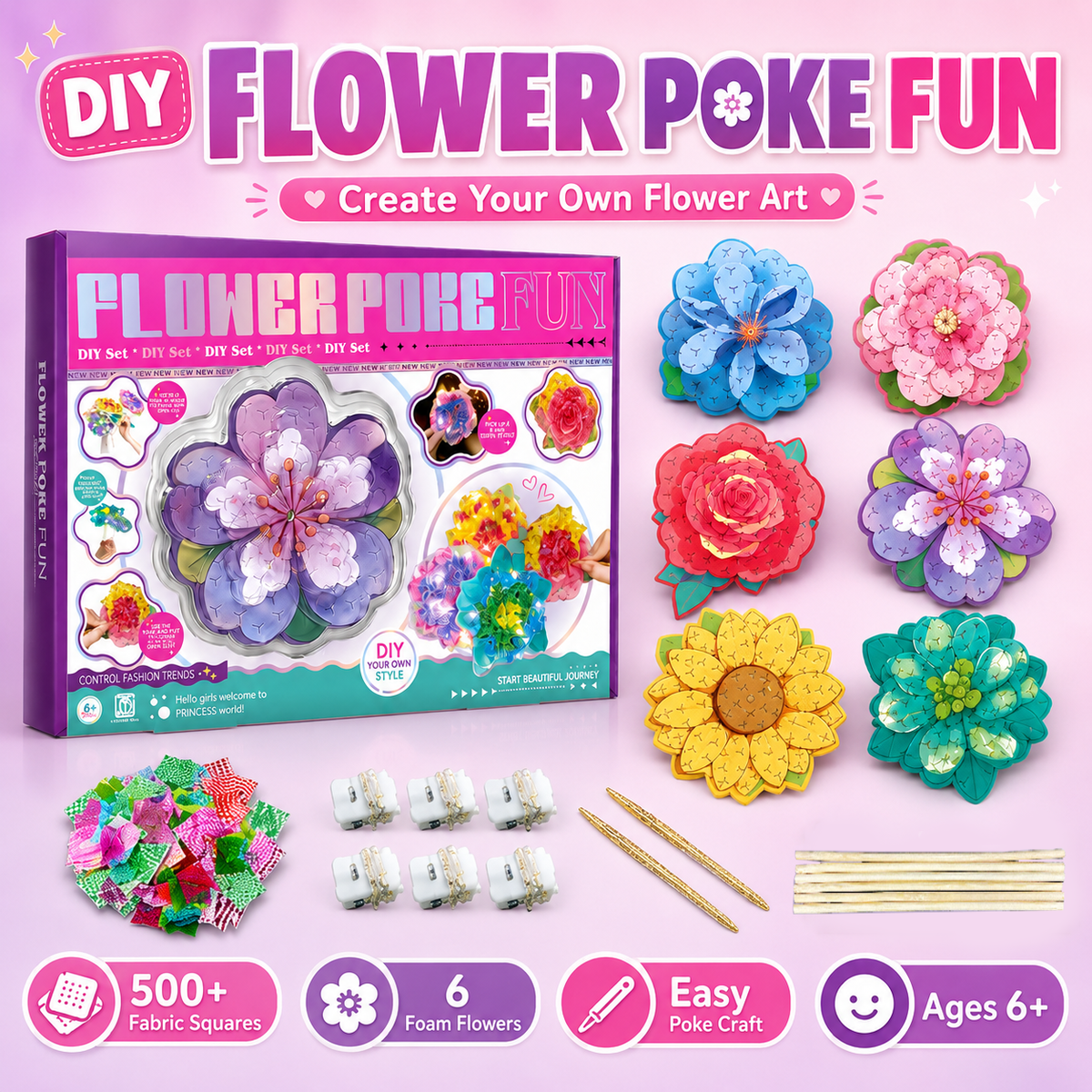 DIY Push-In Flower Bouquet Craft Kit – Arts & Crafts Toy for Kids