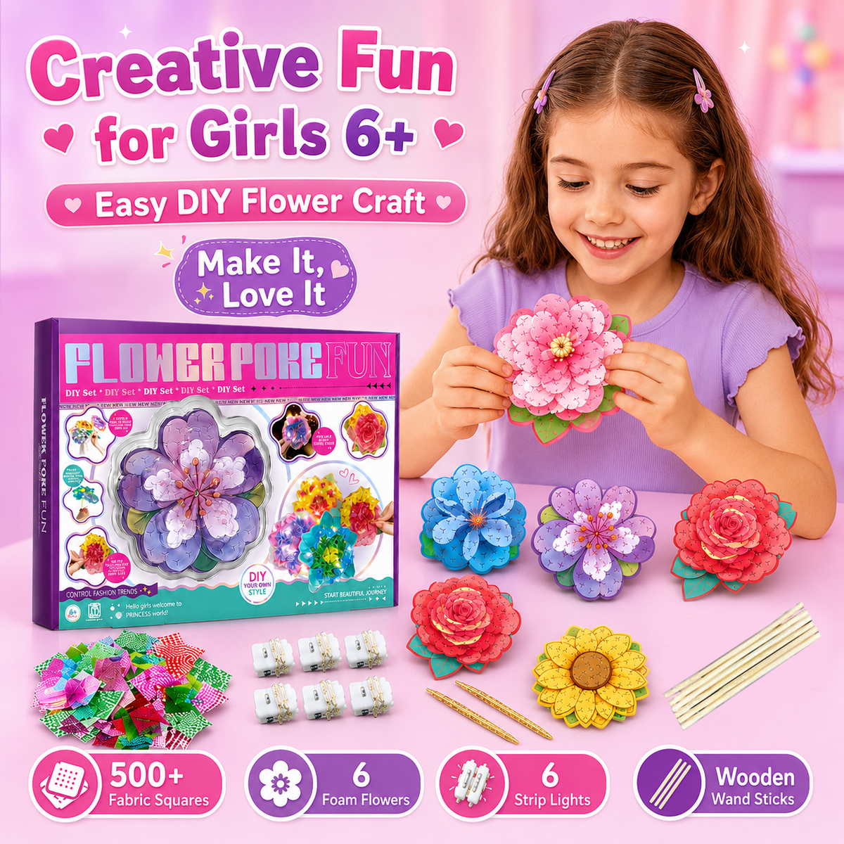 DIY Push-In Flower Bouquet Craft Kit – Arts & Crafts Toy for Kids