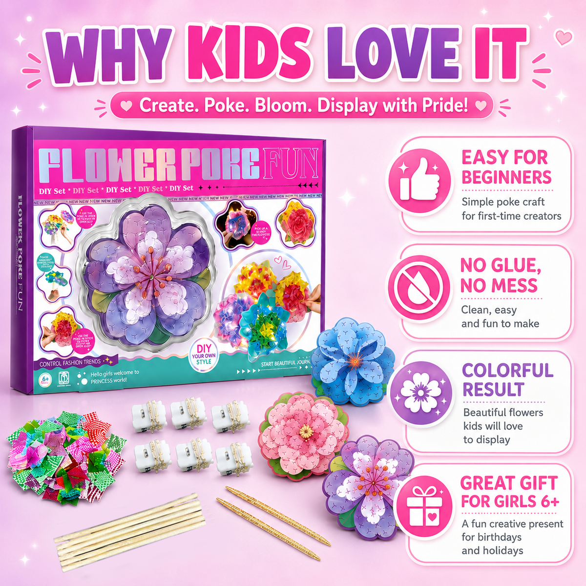 DIY Push-In Flower Bouquet Craft Kit – Arts & Crafts Toy for Kids