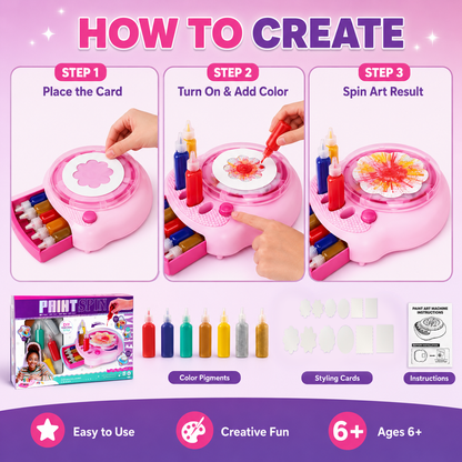 Spin Art Machine – Paint Spinner Craft Kit Toy for Kids