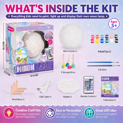 Paint Your Own Moon Lamp Kit – USB Rechargeable DIY Craft Toy for Kids