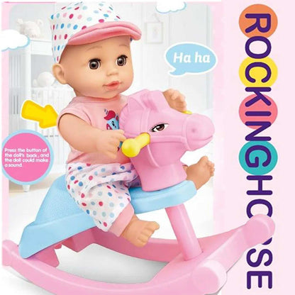Dolls Set With Rocking Horse Toys 12 Inch gift toy for kids in Kuwait