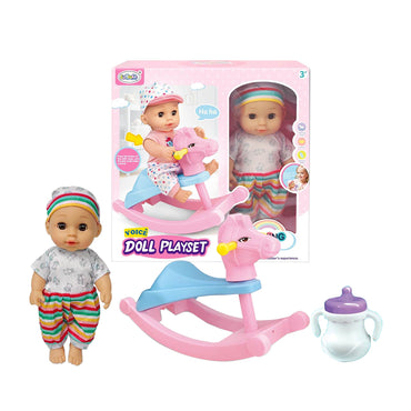 Dolls Set With Rocking Horse Toys 12 Inch