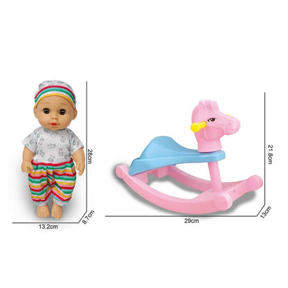 Dolls Set With Rocking Horse Toys 12 Inch playtime toy for children in Kuwait