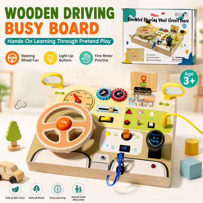Montessori Wooden Busy Board with Light Switch – Sensory Toy for Toddlers