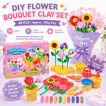 Clay Flower Plant Play Set – 48-Piece Modeling Dough Kit for Kids
