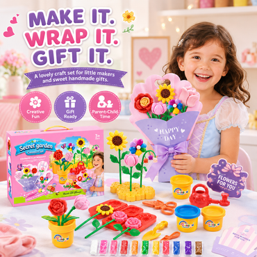 Clay Flower Plant Play Set – 48-Piece Modeling Dough Kit for Kids