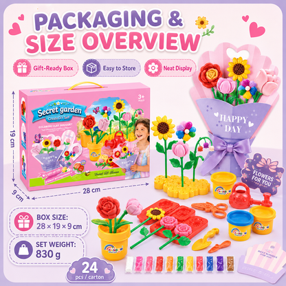 Clay Flower Plant Play Set – 48-Piece Modeling Dough Kit for Kids