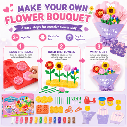 Clay Flower Plant Play Set – 48-Piece Modeling Dough Kit for Kids