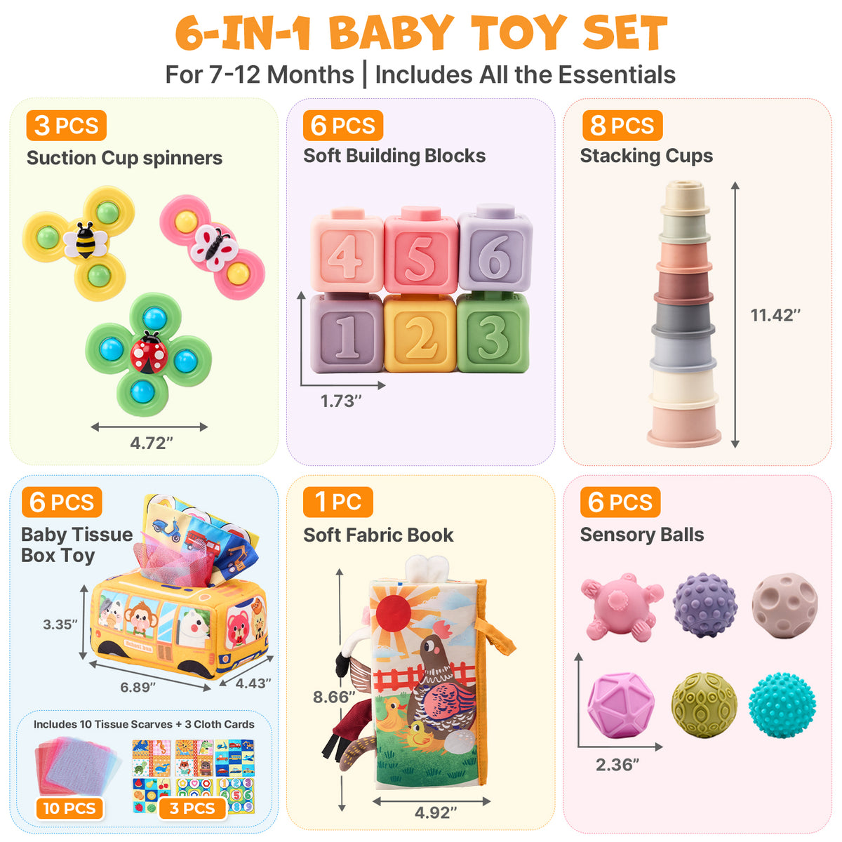 Baby Sensory Toy Gift Set – Rattles, Teethers & Cloth Book