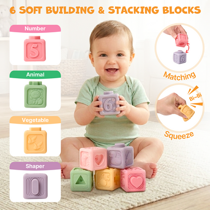 Baby Sensory Toy Gift Set – Rattles, Teethers & Cloth Book