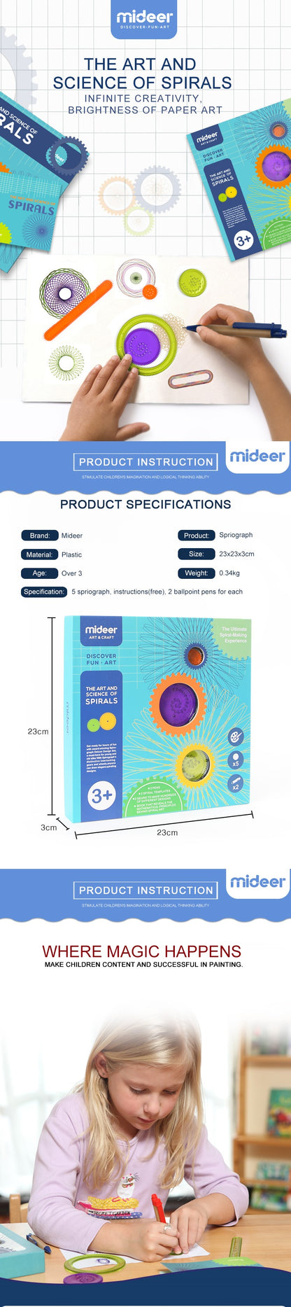 Mideer Spirograph Drawing Set – STEM Art Toy for Kids
