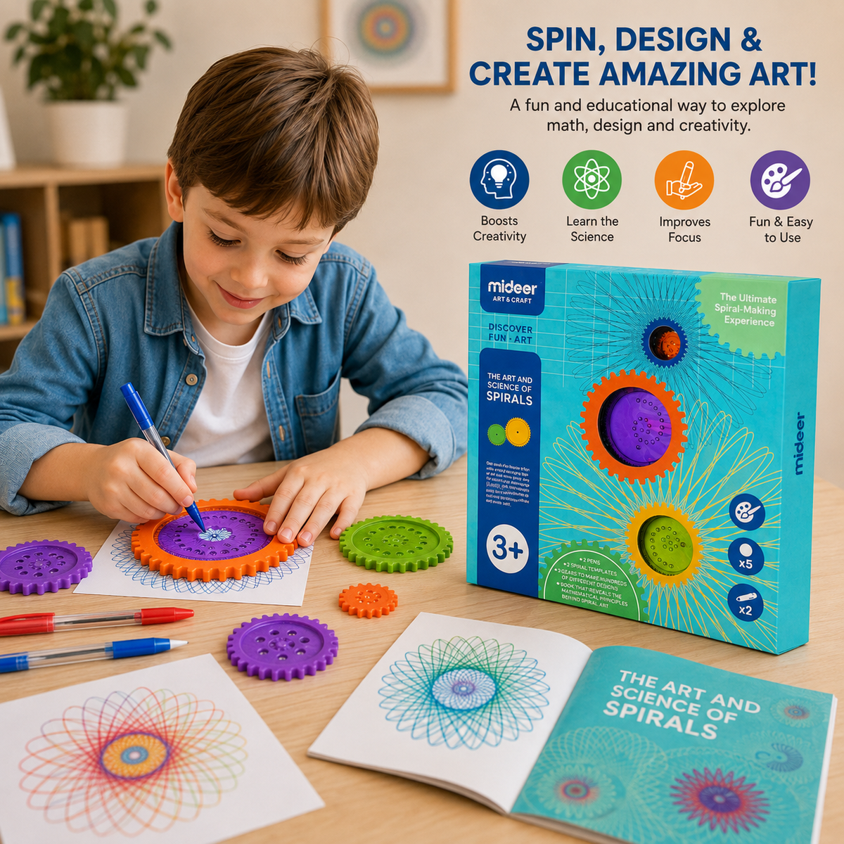 Mideer Spirograph Drawing Set – STEM Art Toy for Kids