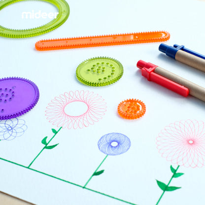 Collection of finished spirograph artworks showing various designs