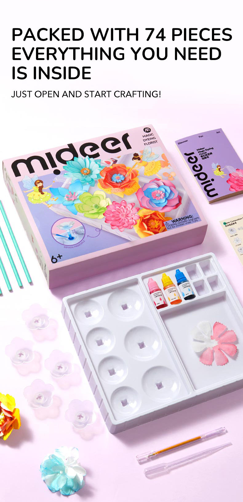 Mideer Magic Dyeing Florist Craft Kit – STEM Art Toy for Kids