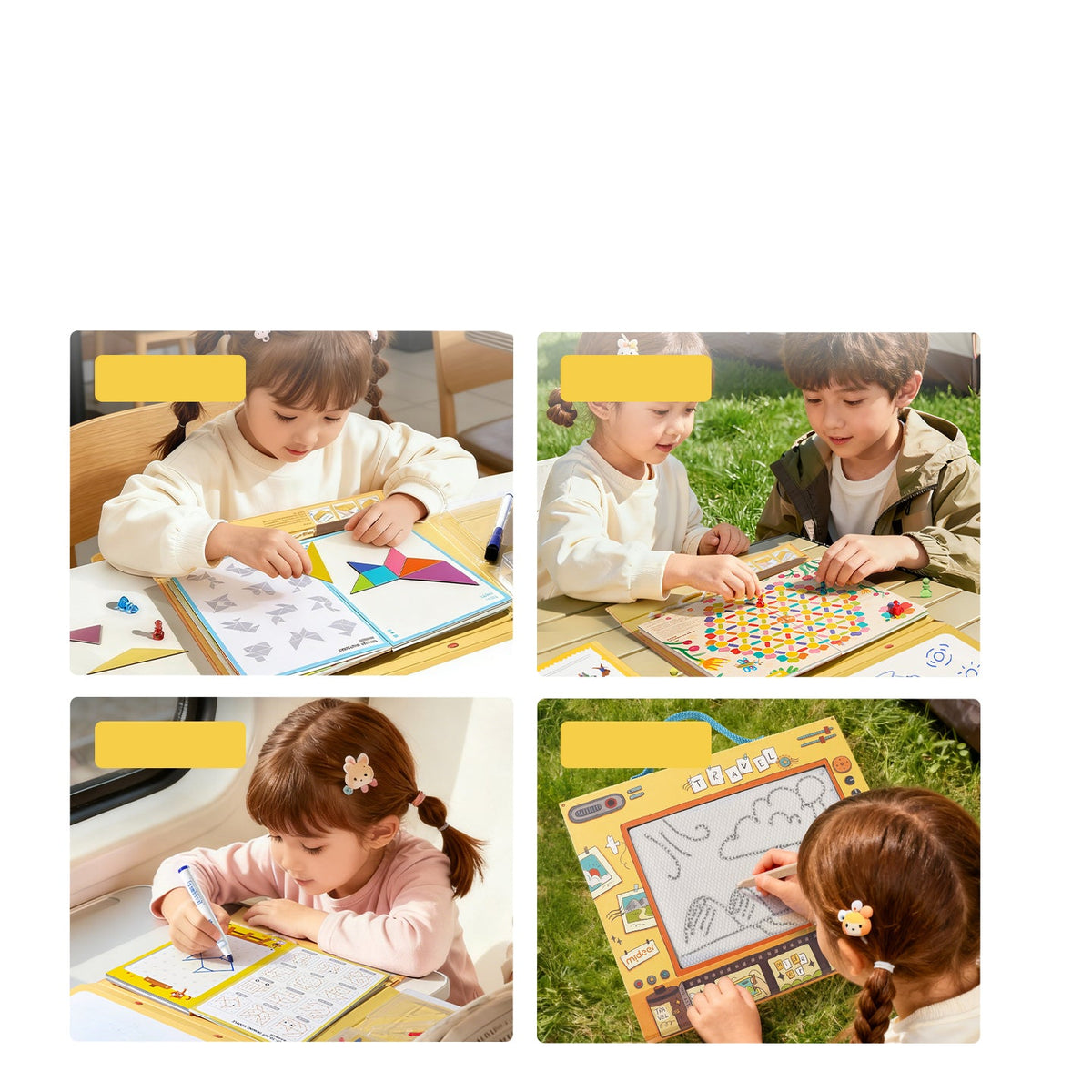Child playing with sensory activity book doing drawing and maze activities
