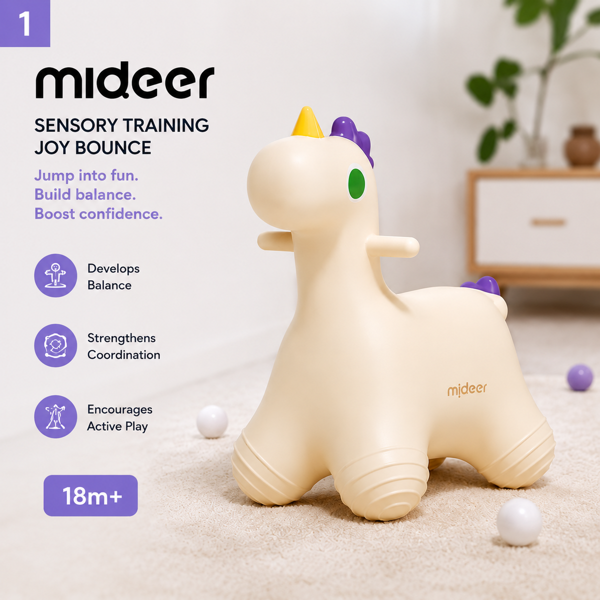 Mideer Sensory Training Bounce Jumper – Unicorn Hopper Toy for Kids
