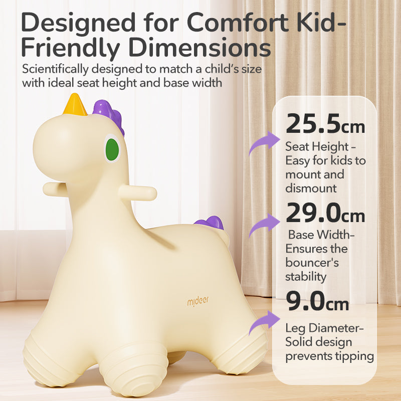 Inflatable unicorn hopper with soft textured surface