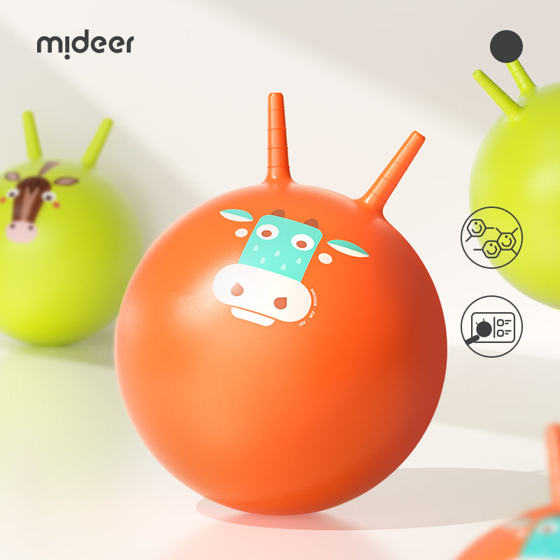 Toddler riding bouncing toy with secure handles for stability