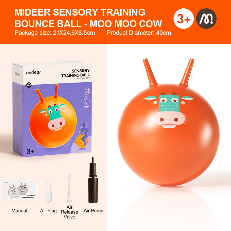 Mideer Sensory Training Bounce Ball – Moo Moo Cow Hopper Toy