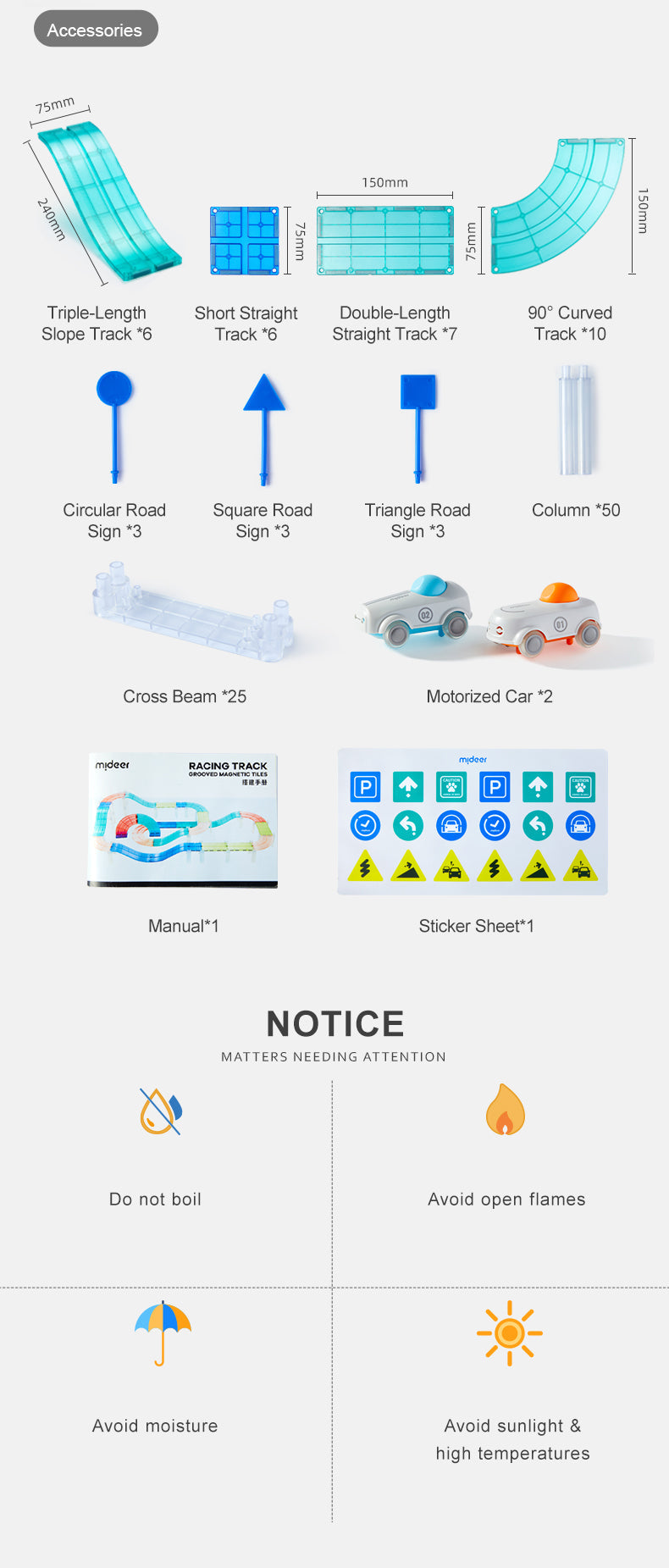 Different difficulty levels of track patterns for progressive learning