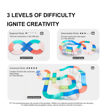 Mideer Racing Track Magnetic Tiles Set – STEM Building Toy for Kids
