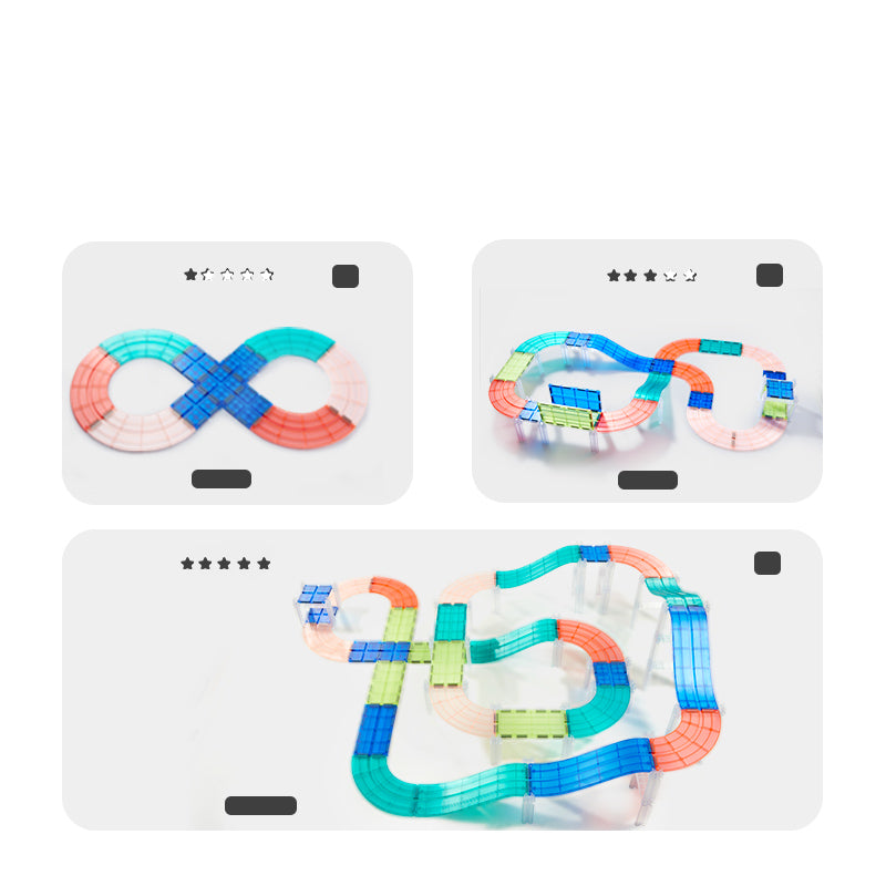 Mideer Racing Track Magnetic Tiles Set – STEM Building Toy for Kids