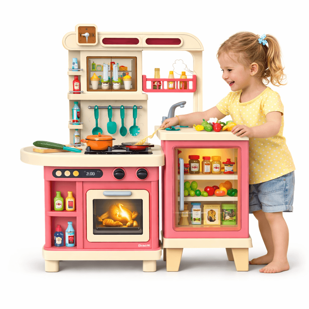 صورة أطفال مجموعةchen مجموعة لعب 103سم - وردي Toy مجموعةchen مع إضاءةs, صوت, Water Sink | Pretend لعب Cooking مجموعة للبناتs & Boys 3+ | Interactive Role لعب مجموعةchen Toy للأطفال