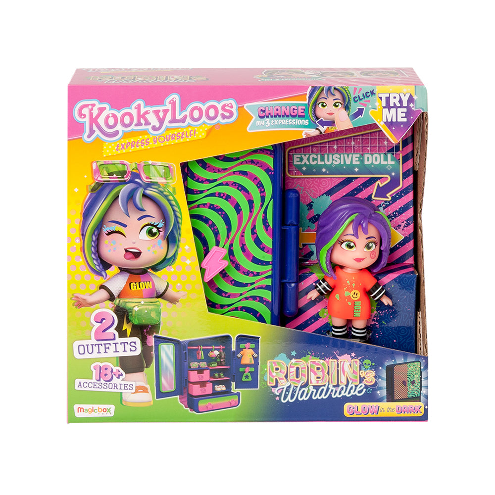 Kookyloos Robins Wardrobe Doll Play Set - Face Swapping Dolls