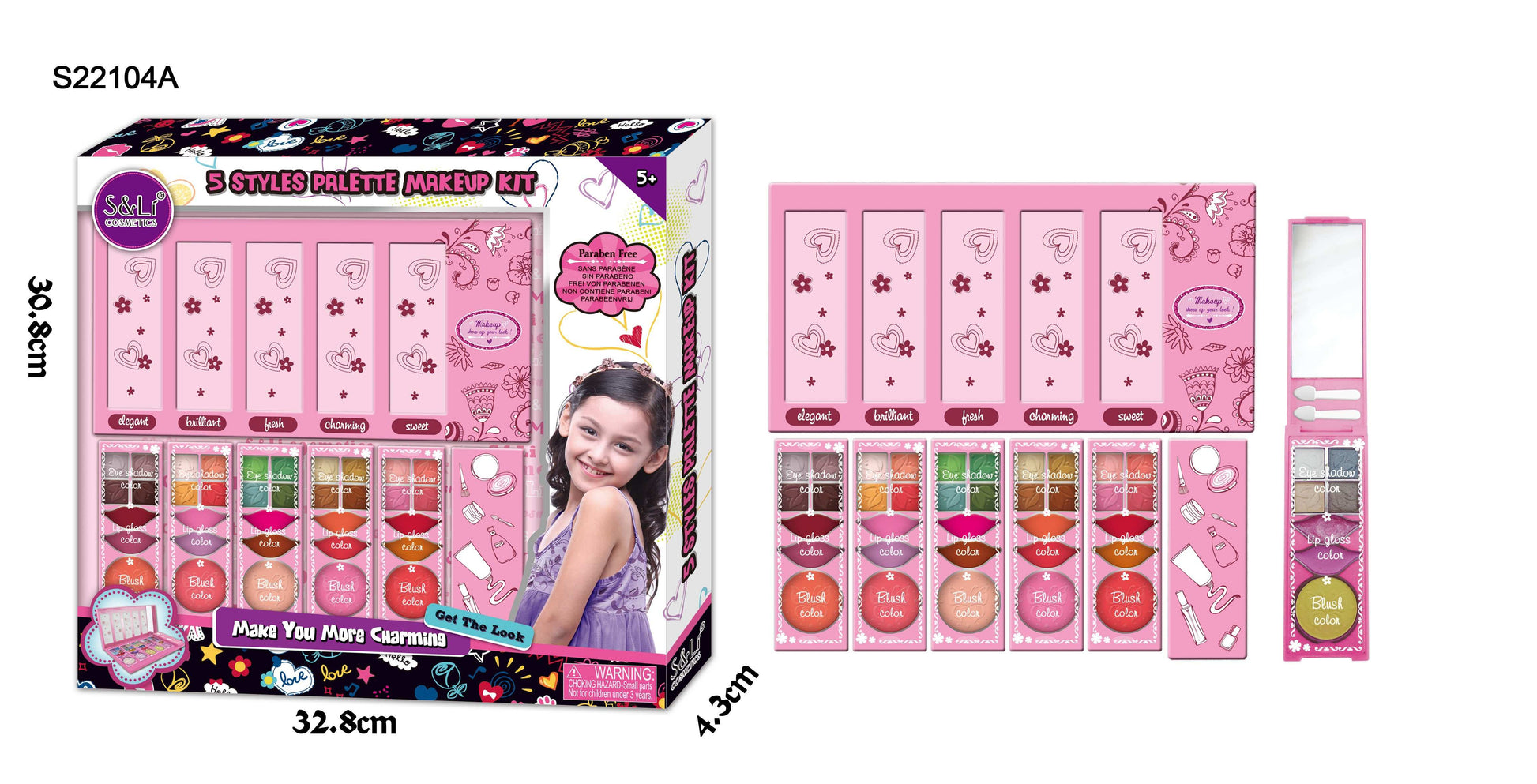 Sparkle And Gliter 5 Styles Palette Makeup Kit kids toy with delivery in Kuwait