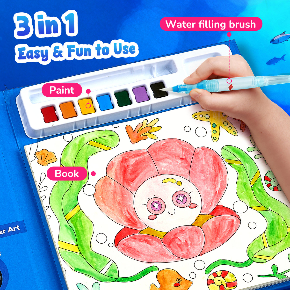 Sea Animals Watercolor Painting Set – Art Craft Toy for Kids