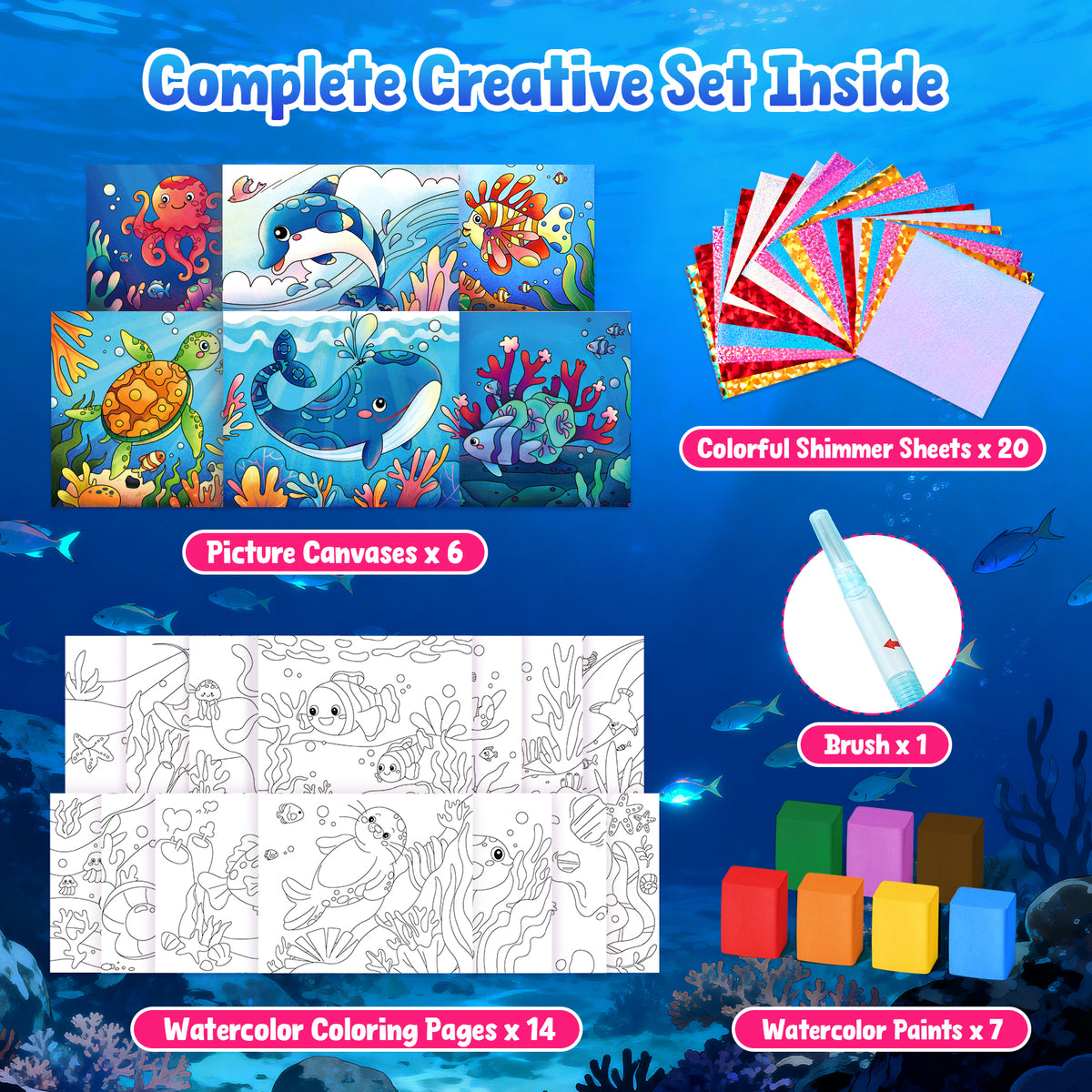 Sea Animals Watercolor Painting Set – Art Craft Toy for Kids