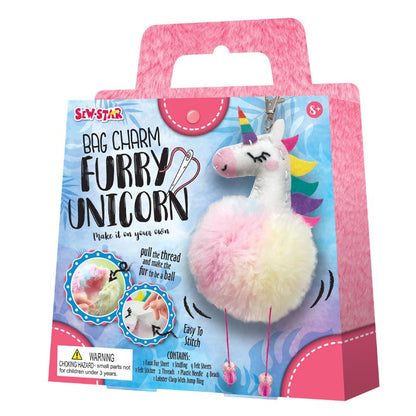 Sew Star Hobby Set Diy Bag Charm With Furry Pompom Unicorn