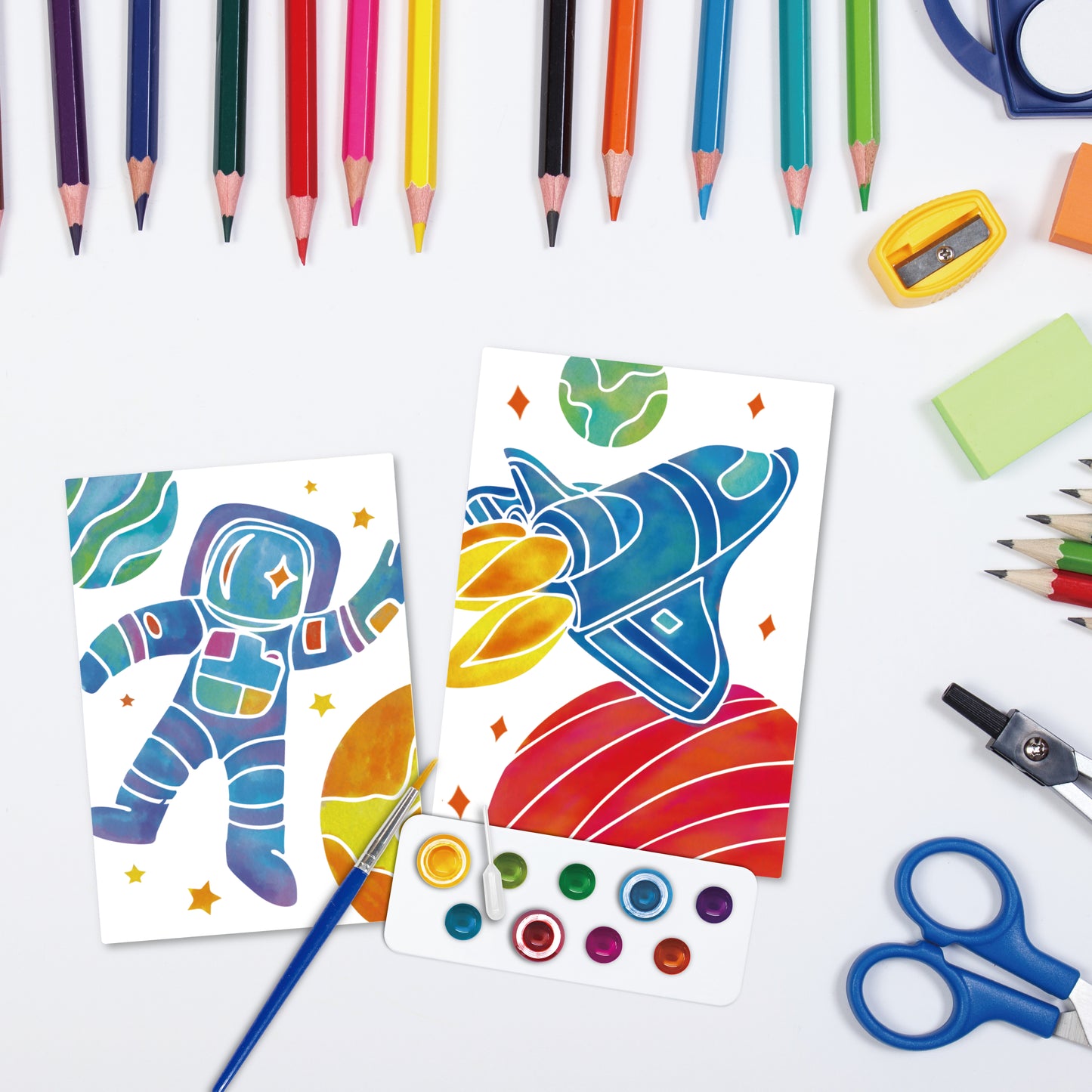 Sew Star Watercolor Painting Art-Astronaut