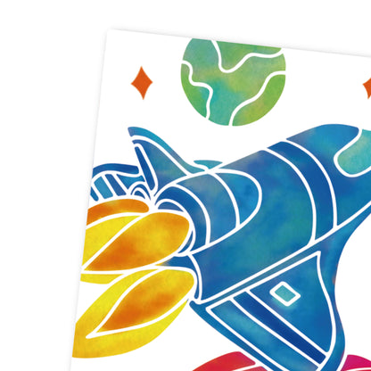 Sew Star Watercolor Painting Art-Astronaut