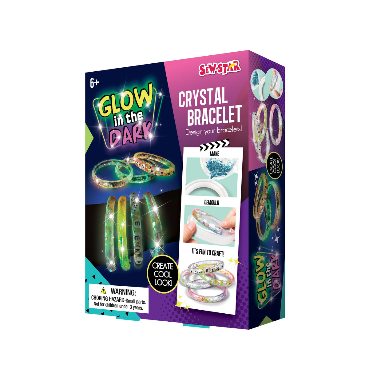 SewStar Glow-in-the-Dark Hair & Crystal Bracelet Kit DIY craft toy for kids