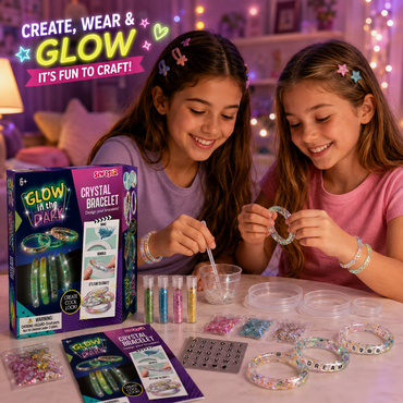 SewStar Glow-in-the-Dark Hair & Crystal Bracelet Kit – DIY Craft Toy for Kids